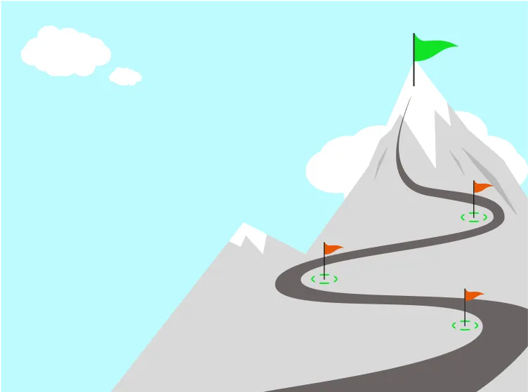 まっすぐ山を登るイラスト