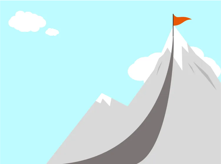 まっすぐ山を登るイラスト